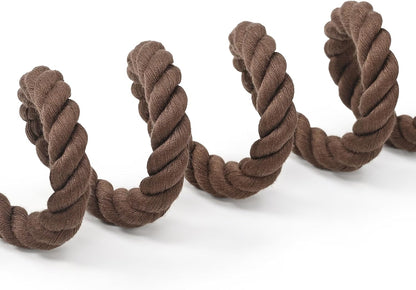 Dog Leash, Braided Cotton Rope Leashes with Leather Tip - Heavy Duty Metal Clasp, 4FT, 1/2" Thick - Wedding, Walking & Training Leash for Small Medium Large Dogs (Dark Brown)